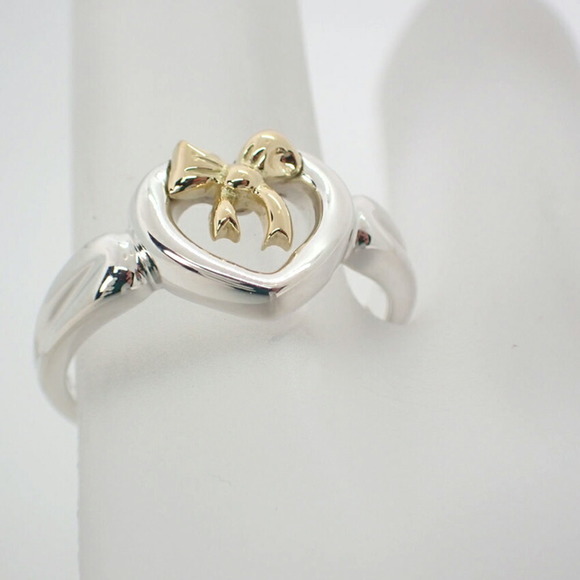 TIFFANY 925 750 heart ribbon combination ring 11 - Picture 6 of 8